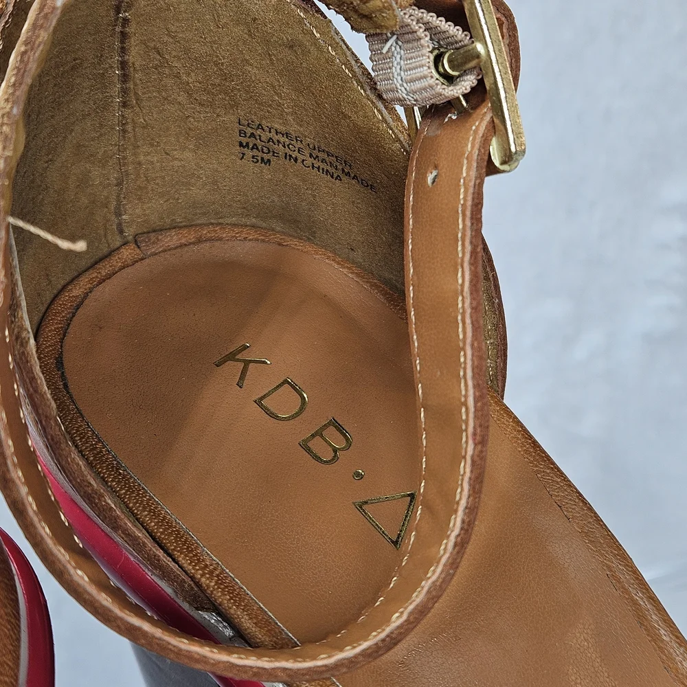 Kelsi Dagger Barcelona Cognac Leather Block Heel Sandals 7.5M